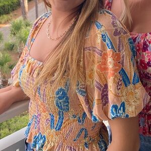 Urban Outfitters Orange Floral Top